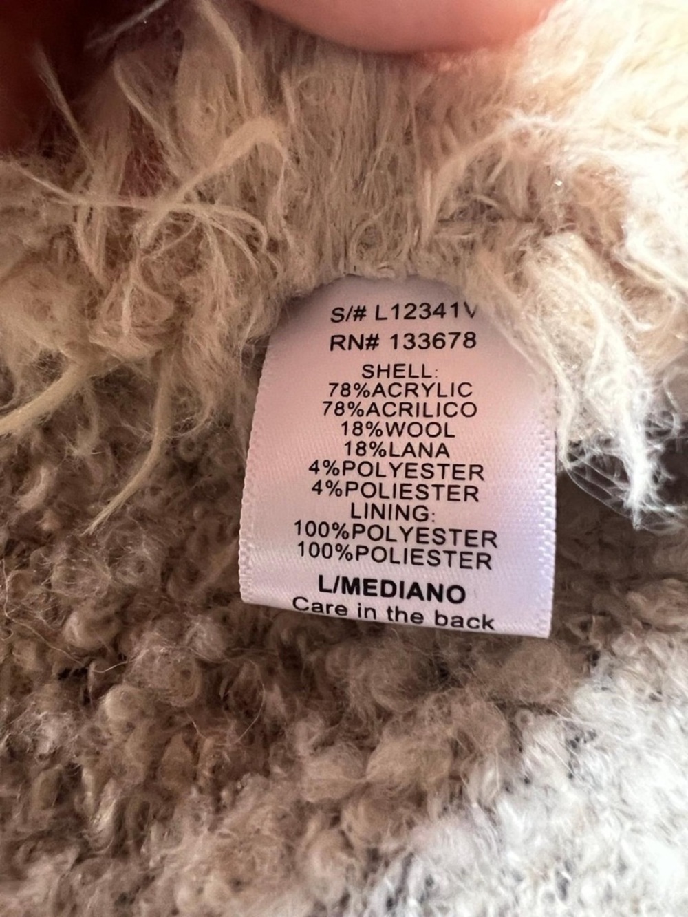 Love Tree Cream Bouclé Faux-Sherpa Vest with Tan Trim - Picture 5 of 5